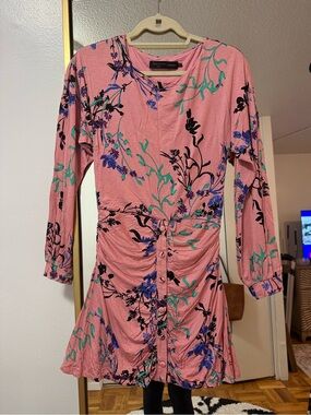 House of Harlow 1960 Pink Floral Long-Sleeve Mini Dress